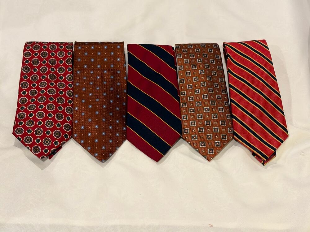Lot 5 Jos A Bank 100% Silk Wide Neckties Classic Business Geometric Stripe Ties